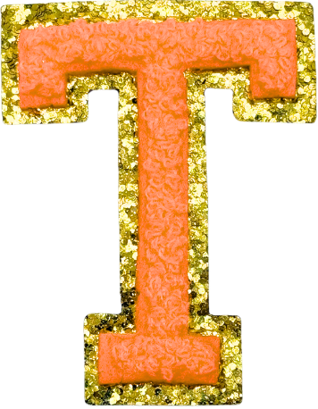 T Chenille Letter Iron On Patch Gold (Medium)