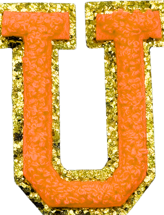 U Chenille Letter Iron On Patch Gold (Medium)