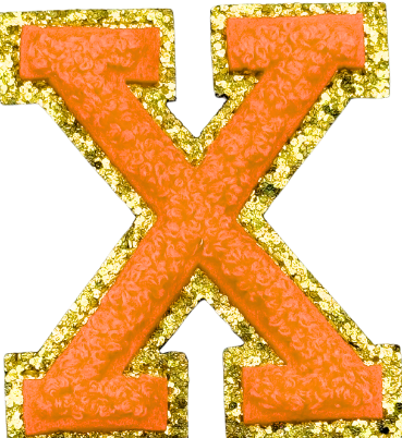 X Chenille Letter Iron On Patch Gold (Medium)