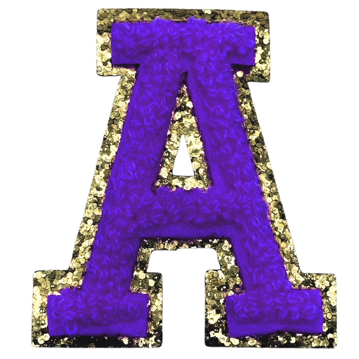 A Chenille Letter Iron On Patch Gold (Medium)