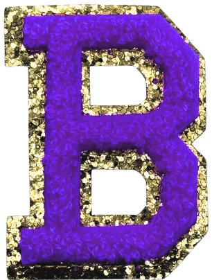B Chenille Letter Iron On Patch Gold (Medium)