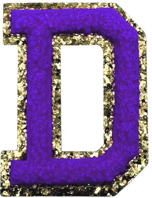 D Chenille Letter Iron On Patch Gold (Medium)