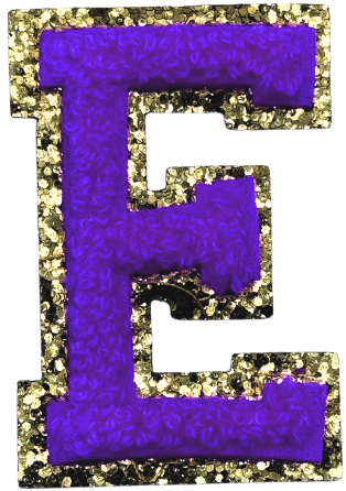 E Chenille Letter Iron On Patch Gold (Medium)