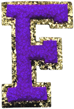 F Chenille Letter Iron On Patch Gold (Medium)
