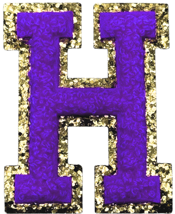 H Chenille Letter Iron On Patch Gold (Medium)