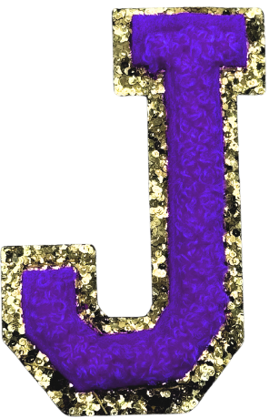 J Chenille Letter Iron On Patch Gold (Medium)