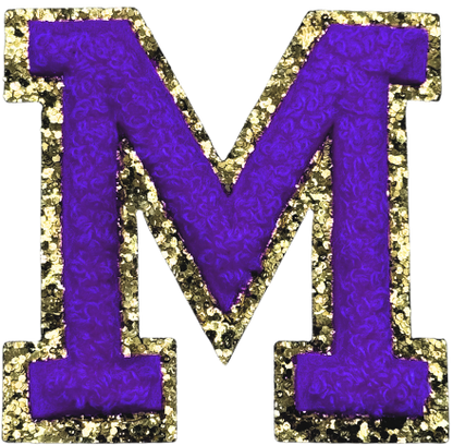 M Chenille Letter Iron On Patch Gold (Medium)
