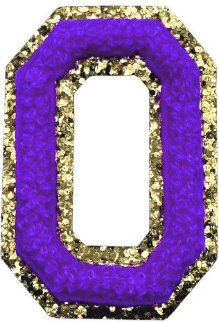 O Chenille Letter Iron On Patch Gold (Medium)