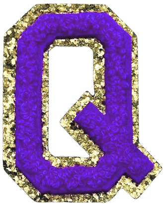 Q Chenille Letter Iron On Patch Gold (Medium)