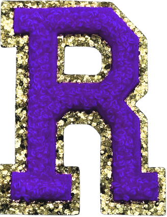 R Chenille Letter Iron On Patch Gold (Medium)