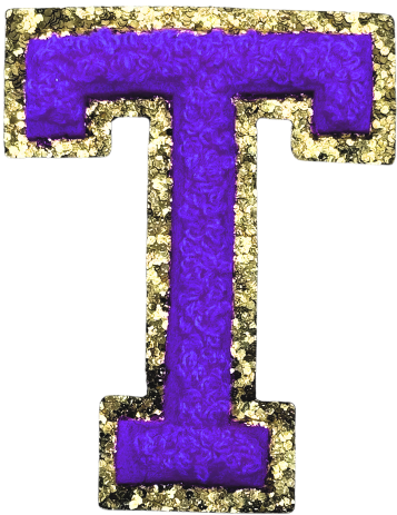 T Chenille Letter Iron On Patch Gold (Medium)