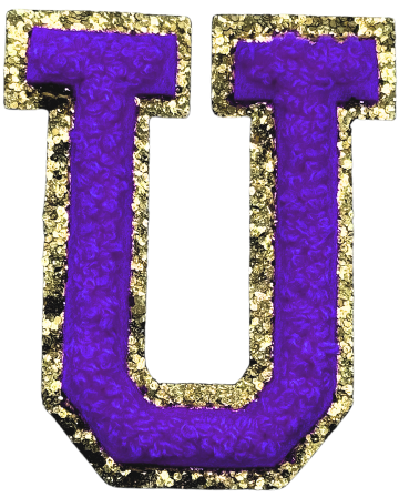 U Chenille Letter Iron On Patch Gold (Medium)