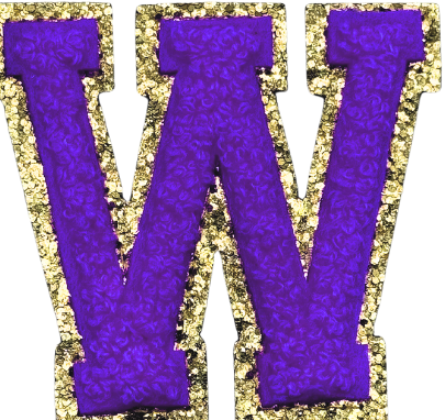 W Chenille Letter Iron On Patch Gold (Medium)