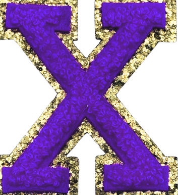 X Chenille Letter Iron On Patch Gold (Medium)