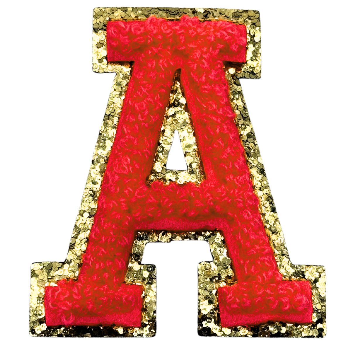 A Chenille Letter Iron On Patch Gold (Medium)