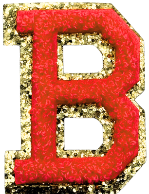 B Chenille Letter Iron On Patch Gold (Medium)