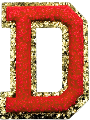 D Chenille Letter Iron On Patch Gold (Medium)