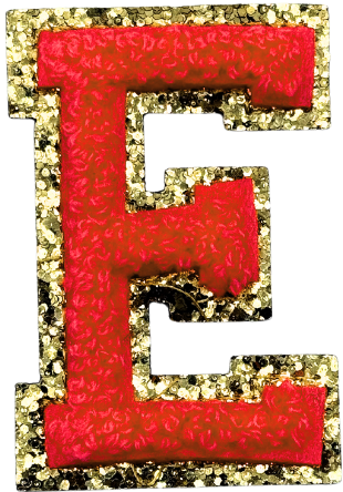 E Chenille Letter Iron On Patch Gold (Medium)