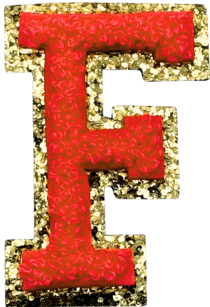F Chenille Letter Iron On Patch Gold (Medium)