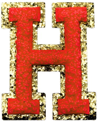 H Chenille Letter Iron On Patch Gold (Medium)