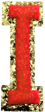 I Chenille Letter Iron On Patch Gold (Medium)