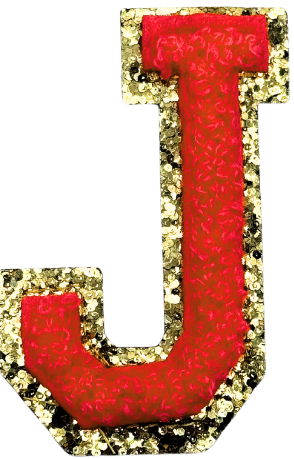 J Chenille Letter Iron On Patch Gold (Medium)