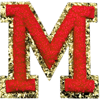 M Chenille Letter Iron On Patch Gold (Medium)