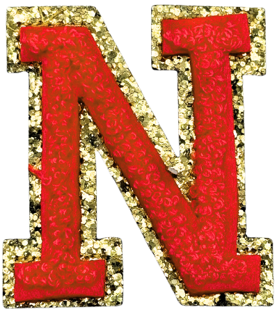 N Chenille Letter Iron On Patch Gold (Medium)