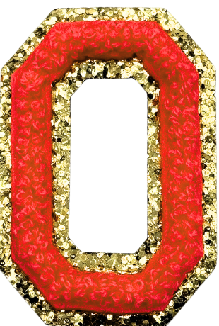 O Chenille Letter Iron On Patch Gold (Medium)