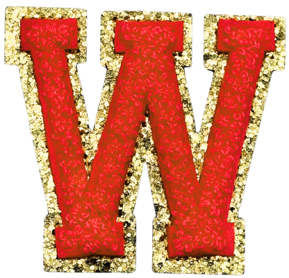 W Chenille Letter Iron On Patch Gold (Medium)