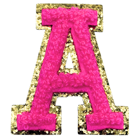 A Chenille Letter Iron On Patch Gold (Medium)