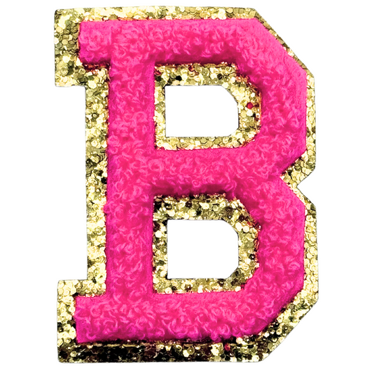 B Chenille Letter Iron On Patch Gold (Medium)