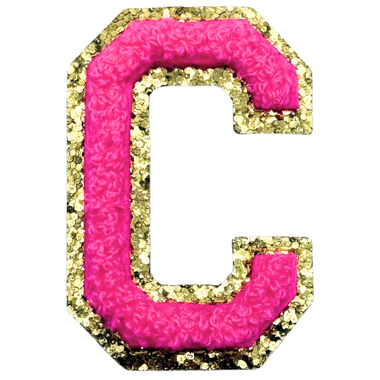 C Chenille Letter Iron On Patch Gold (Medium)