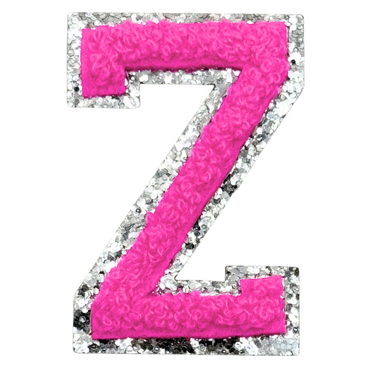 Z Chenille Letter Iron On Patch Silver (Medium)