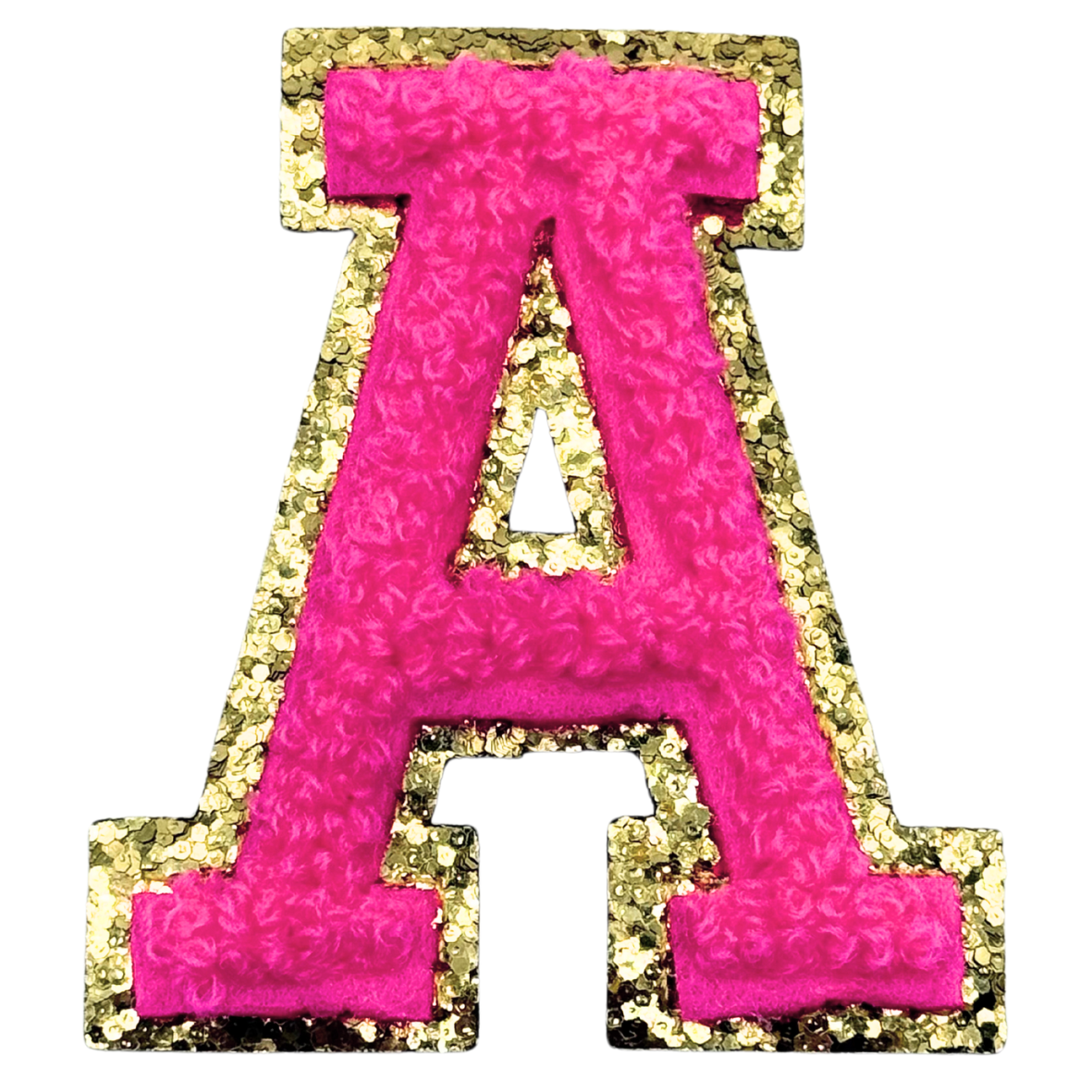 A Chenille Letter Iron On Patch Gold (Medium)