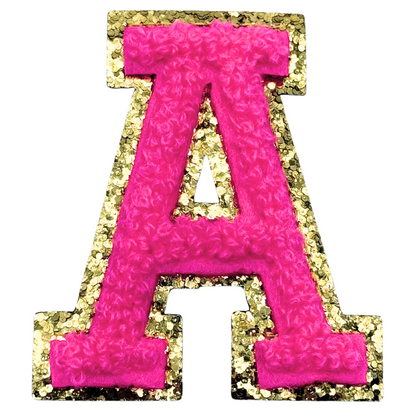 A Chenille Letter Iron On Patch Gold (Medium)