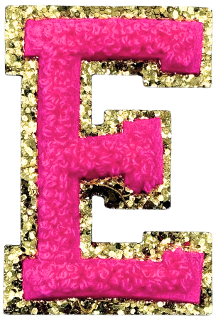 E Chenille Letter Iron On Patch Gold (Medium)