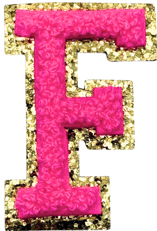 F Chenille Letter Iron On Patch Gold (Medium)