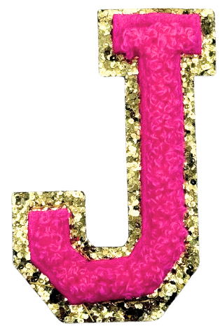 J Chenille Letter Iron On Patch Gold (Medium)