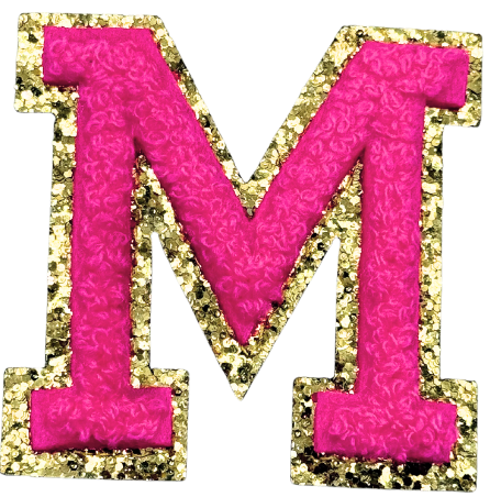 M Chenille Letter Iron On Patch Gold (Medium)