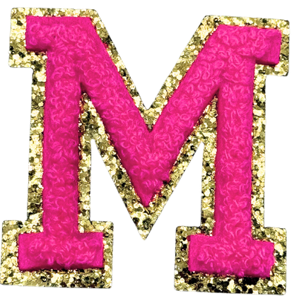 M Chenille Letter Iron On Patch Gold (Medium)