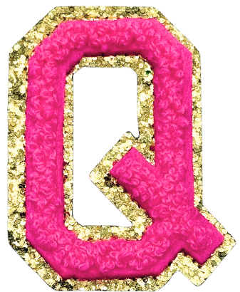 Q Chenille Letter Iron On Patch Gold (Medium)
