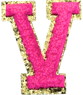 V Chenille Letter Iron On Patch Gold (Medium)