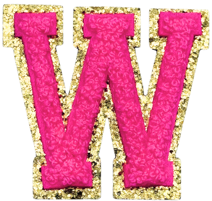 W Chenille Letter Iron On Patch Gold (Medium)