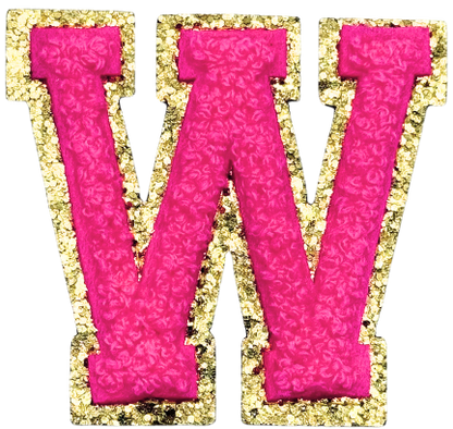 W Chenille Letter Iron On Patch Gold (Medium)
