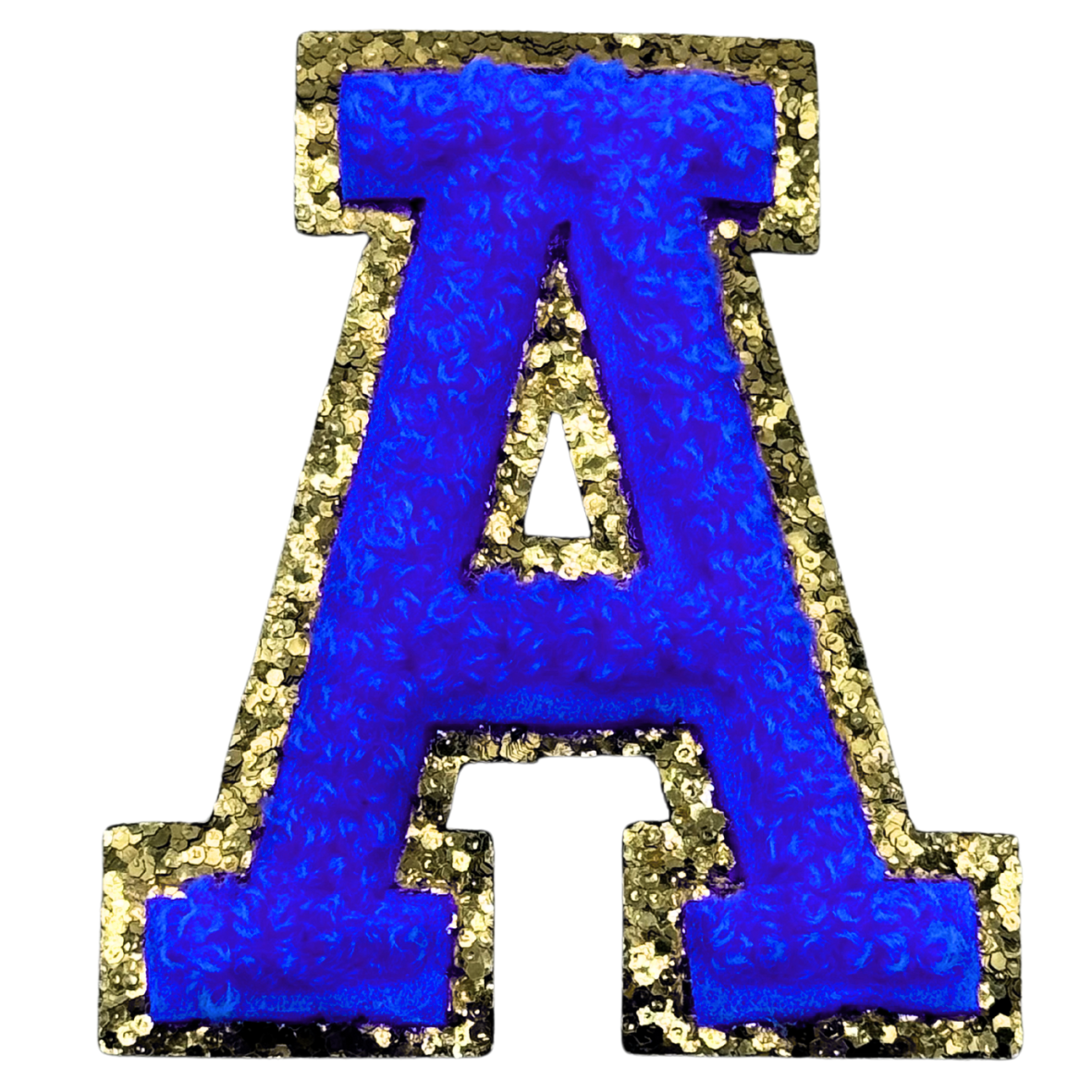 A Chenille Letter Iron On Patch Gold (Medium)