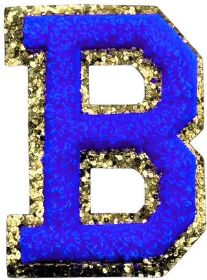 B Chenille Letter Iron On Patch Gold (Medium)