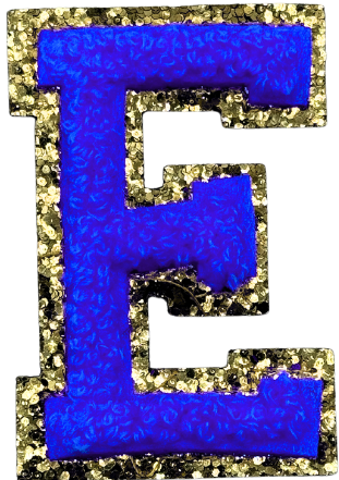 E Chenille Letter Iron On Patch Gold (Medium)