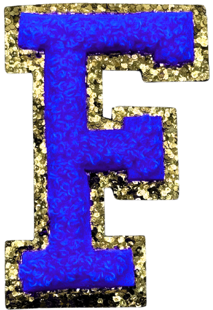 F Chenille Letter Iron On Patch Gold (Medium)