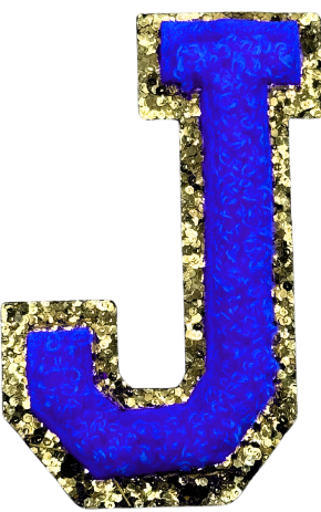 J Chenille Letter Iron On Patch Gold (Medium)